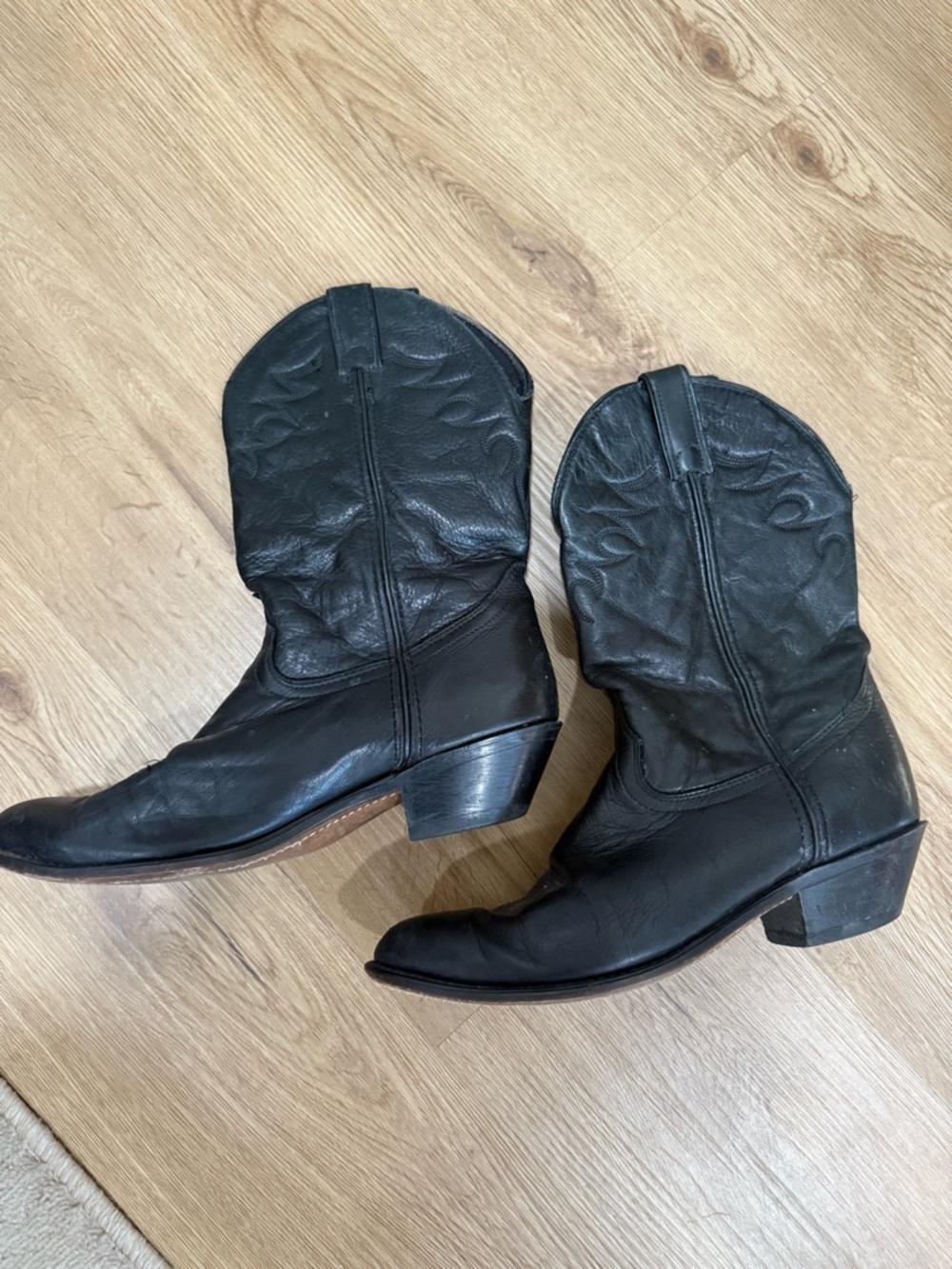 Classic Black Leather Cowboy Boots